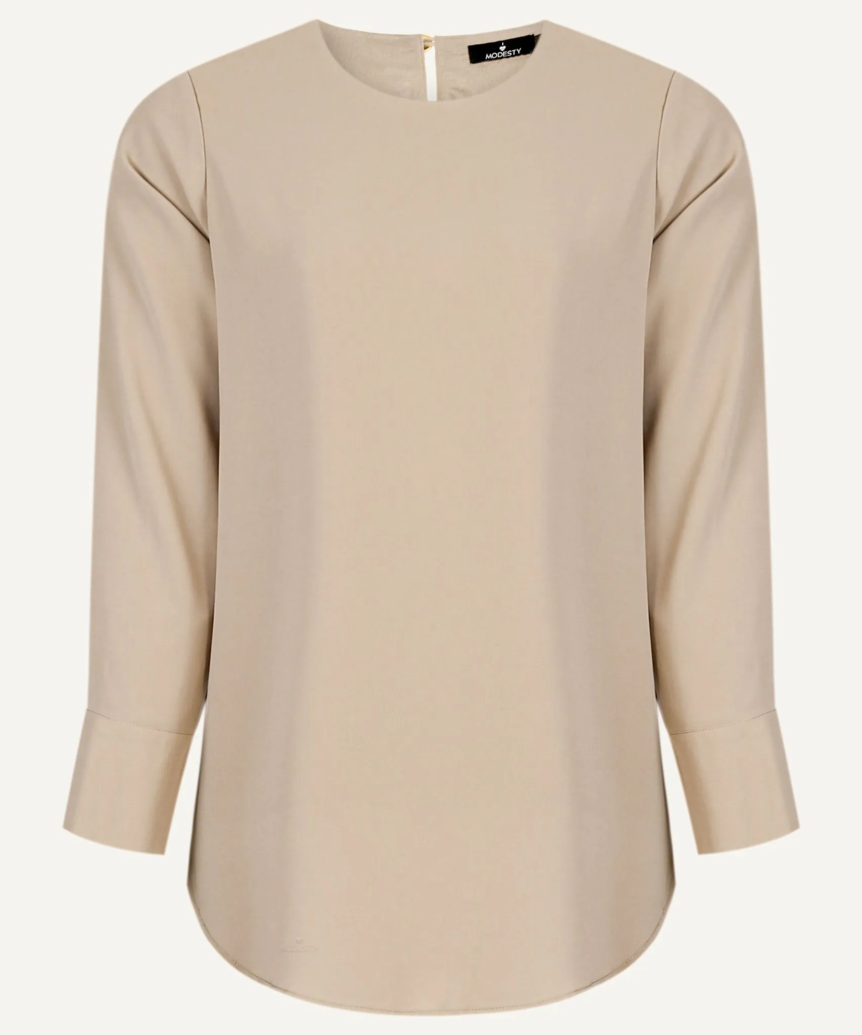 Almond Long Sleeve Basic Blouse