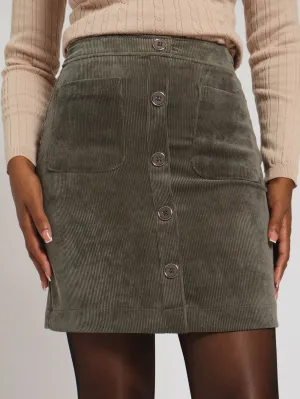 Babycord Mini Skirt - Army Green