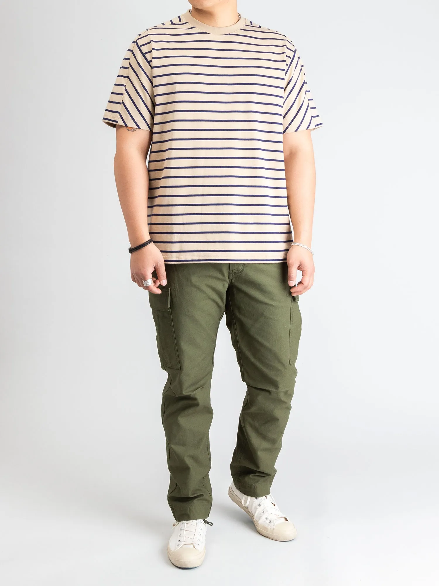 Basic Stripe T-Shirt in Beige/Purple
