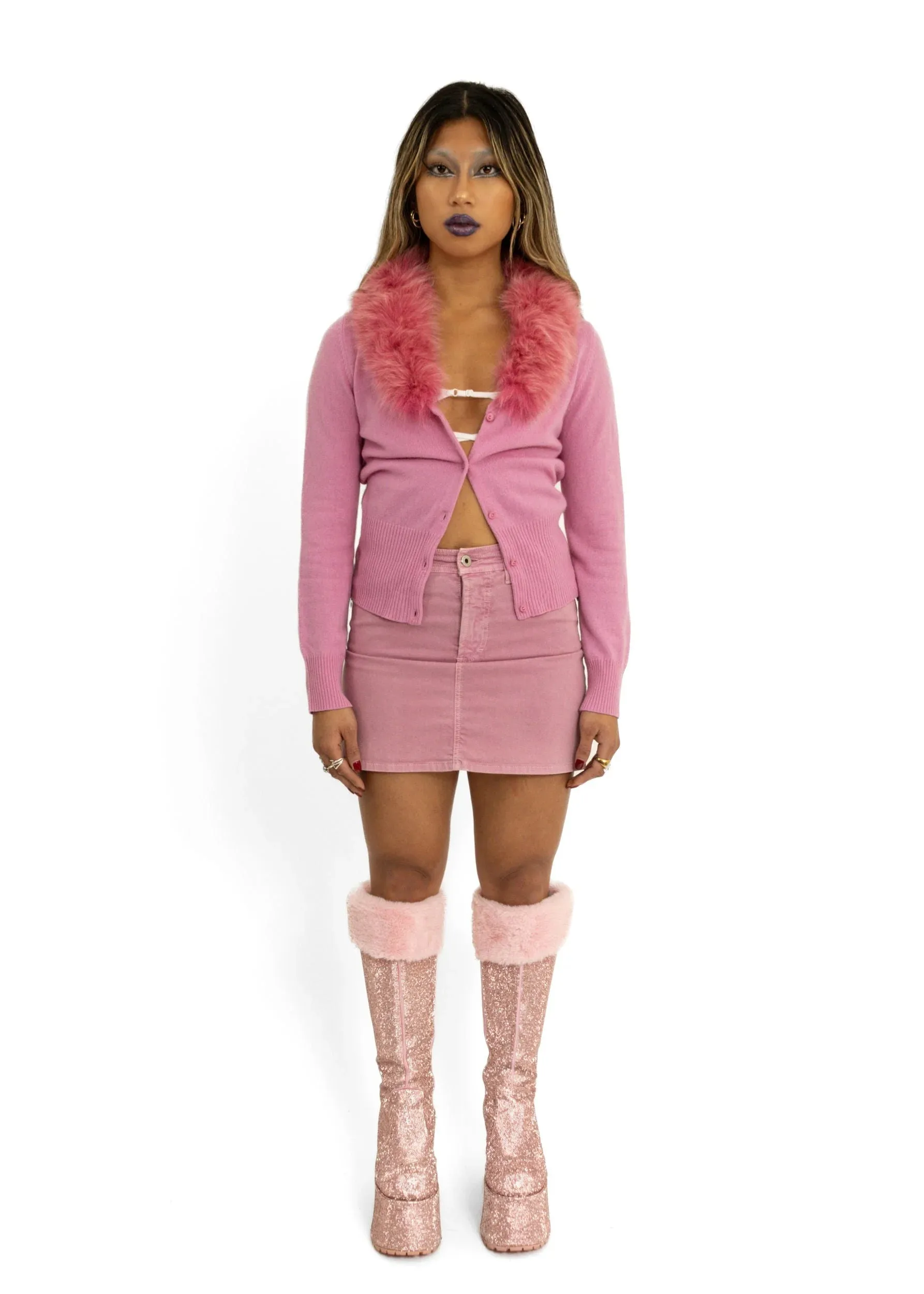 Bubblegum Pink Denim Mini Skirt