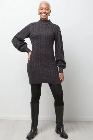 Cable Knit Dress Grey