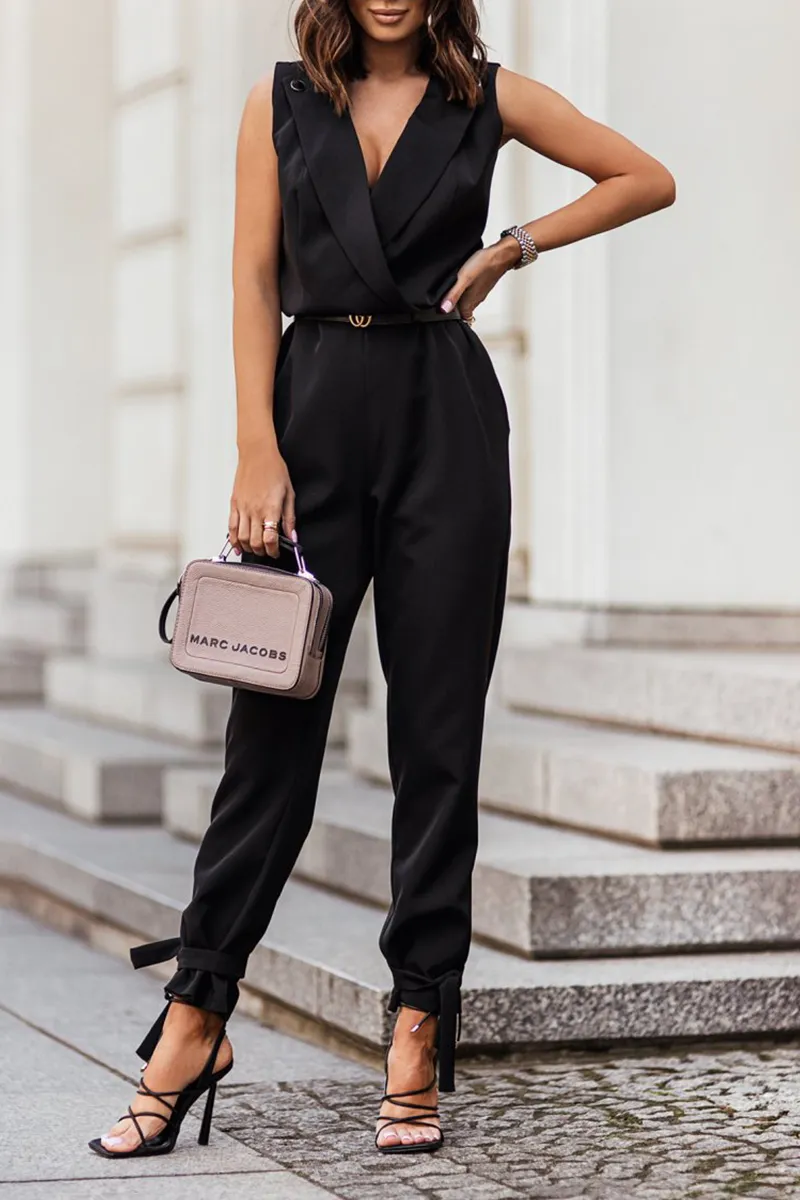 Casual Solid Turndown Collar Straight Jumpsuits(3 Colors)