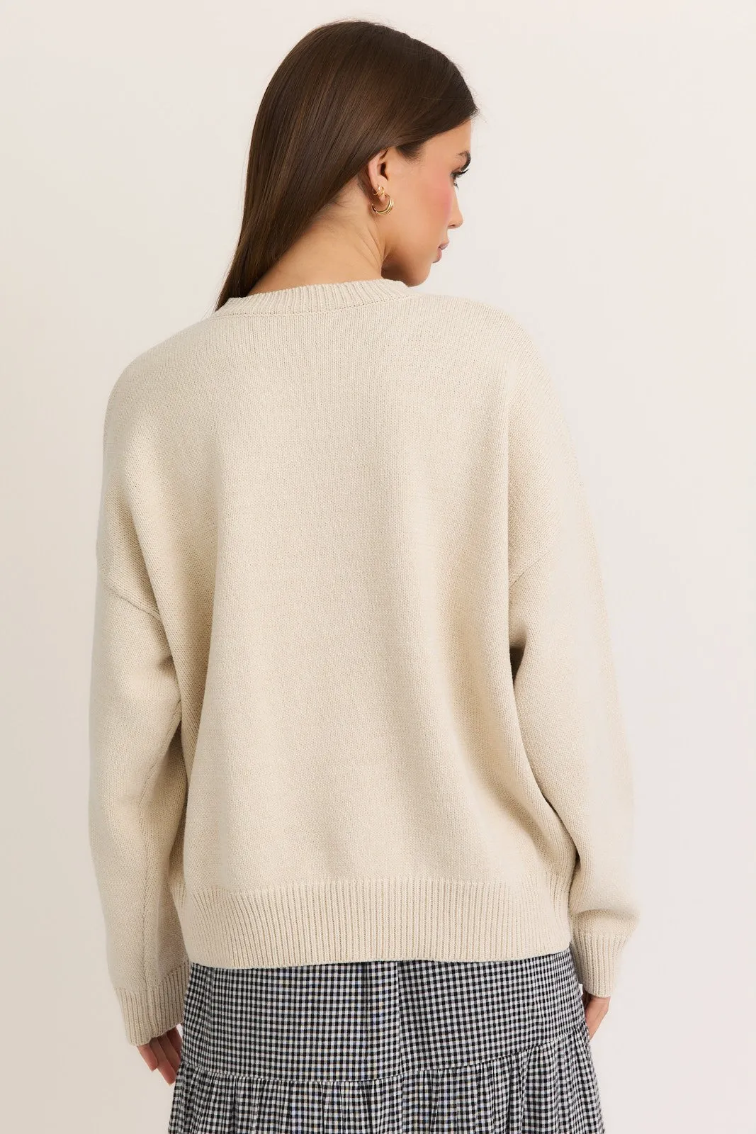 Cherry Bear Sweater - Natural