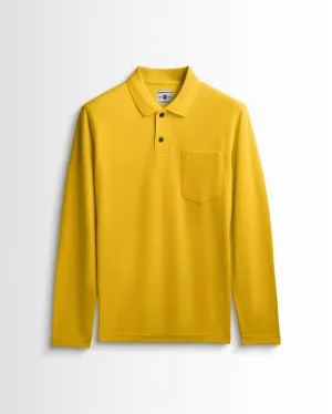 Cotton Polo Full Sleeve Unisex Pocket Golden Yellow