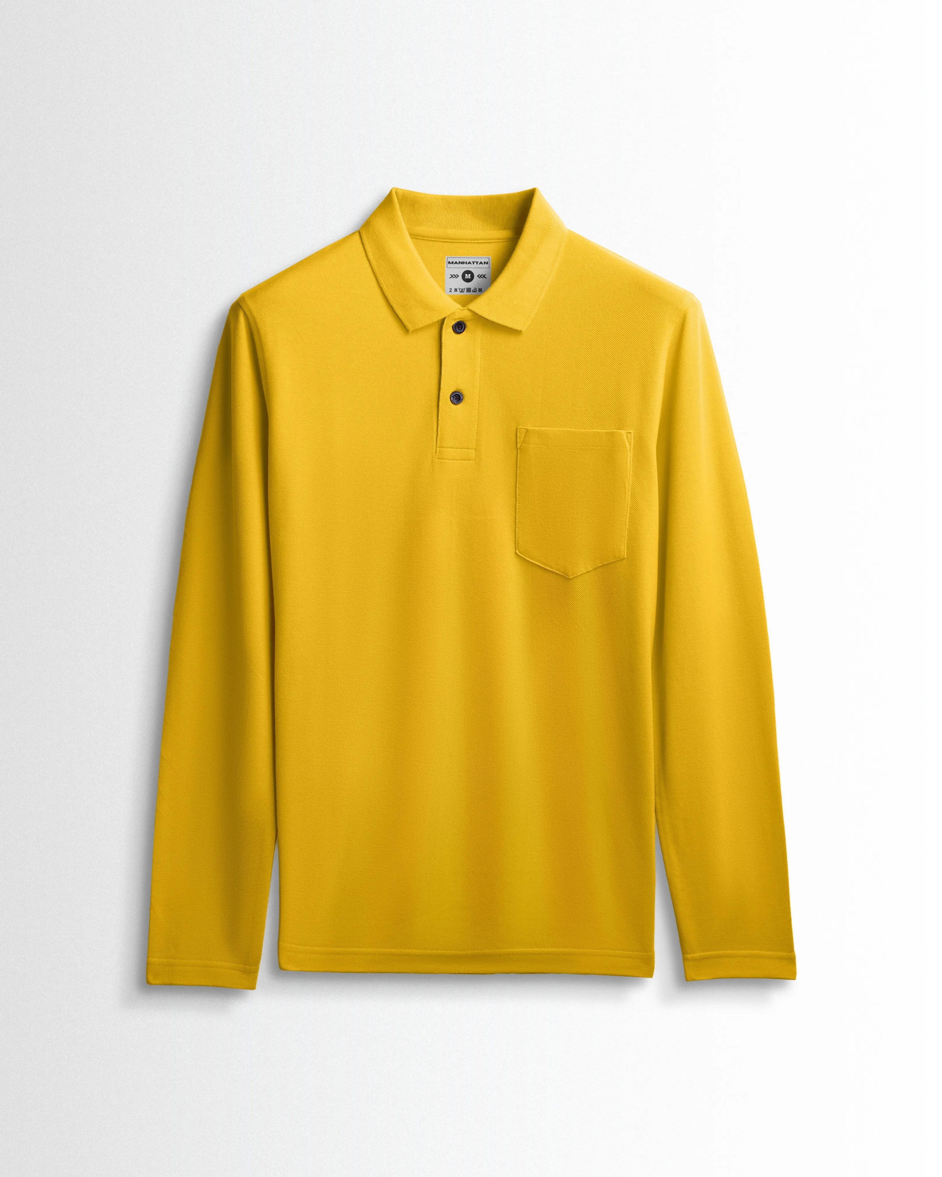 Cotton Polo Full Sleeve Unisex Pocket Golden Yellow
