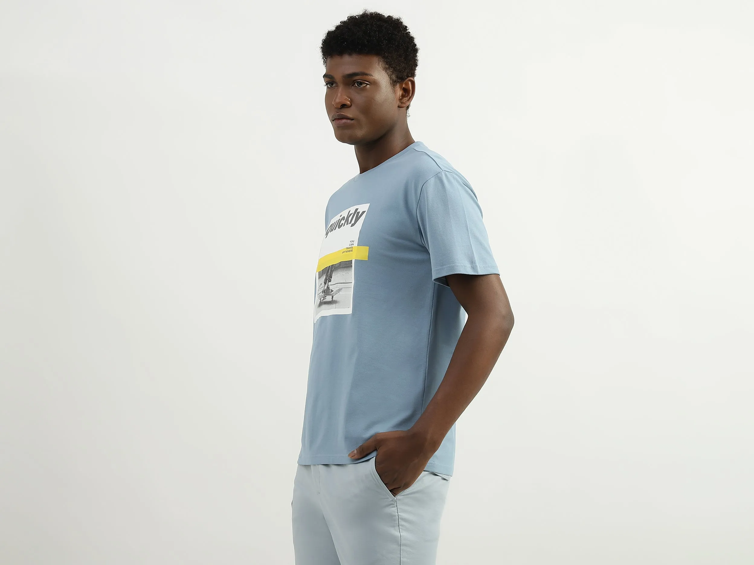 Cotton Printed Round Neck Mens T-shirts