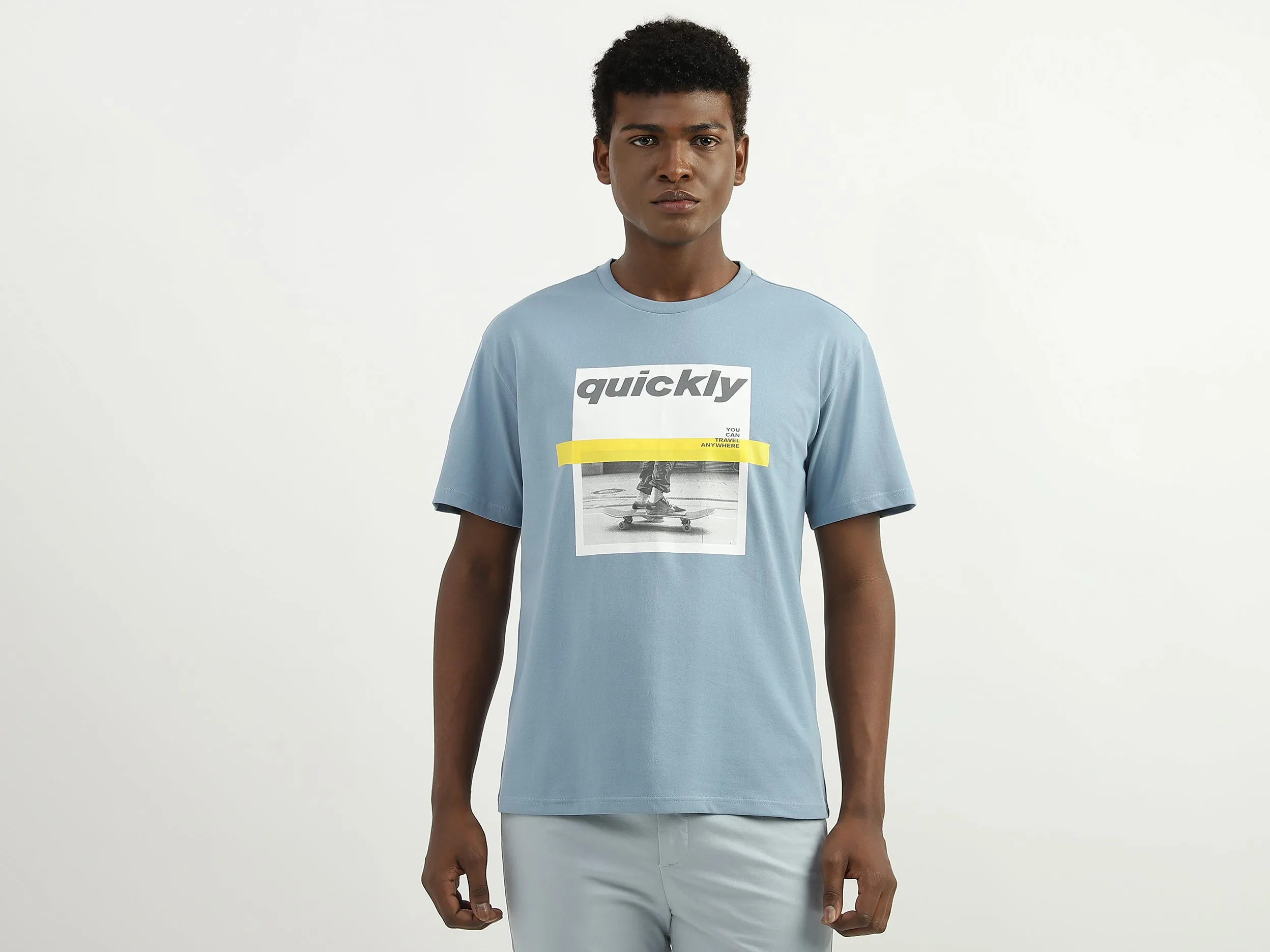 Cotton Printed Round Neck Mens T-shirts