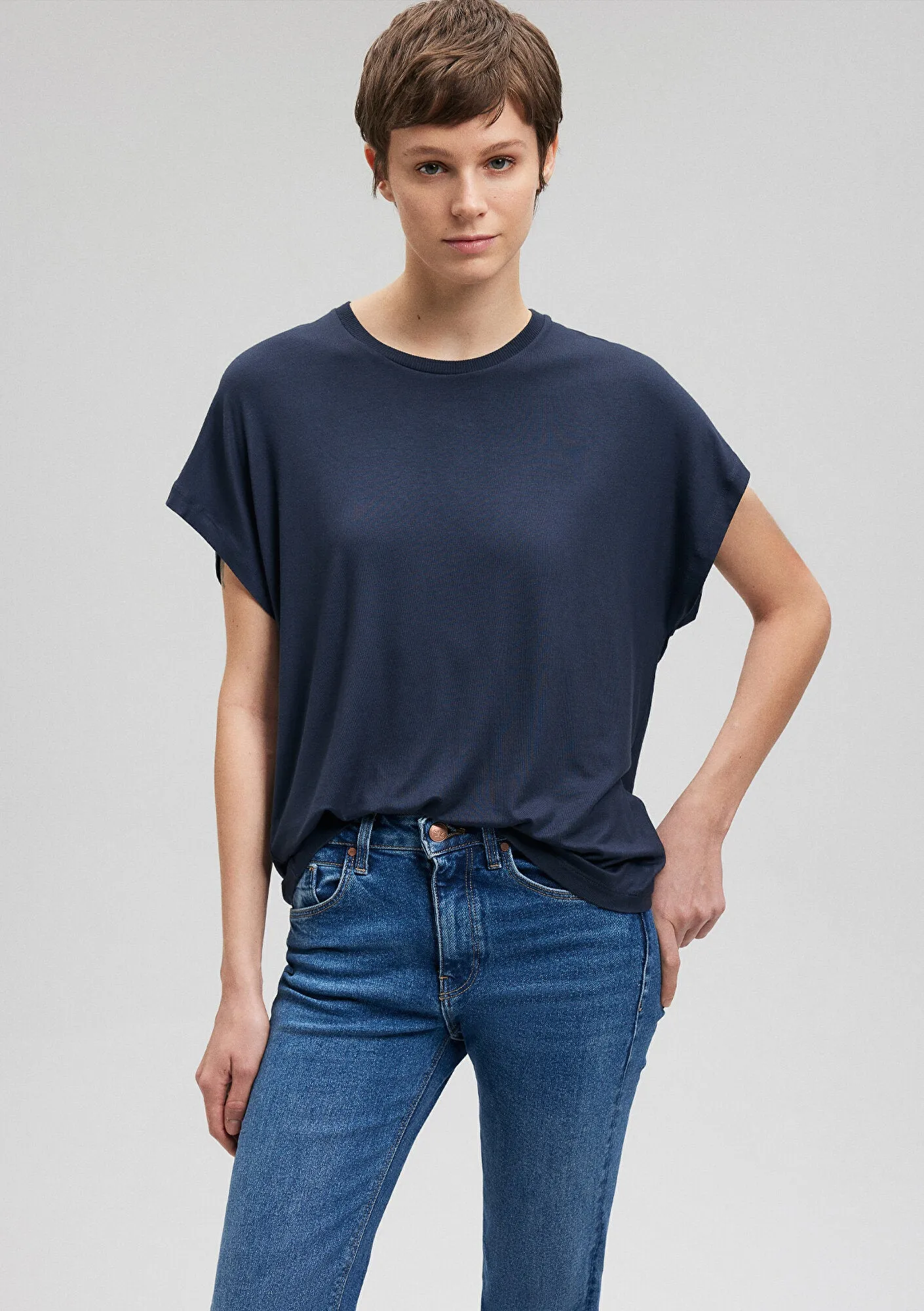 Crew Neck Blue Basic T-Shirt