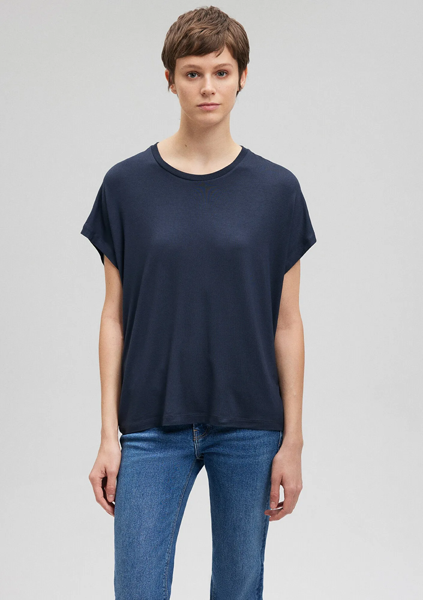 Crew Neck Blue Basic T-Shirt