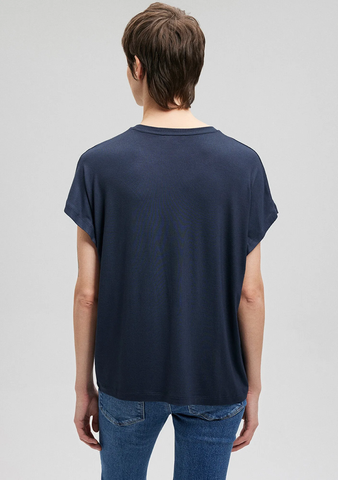 Crew Neck Blue Basic T-Shirt