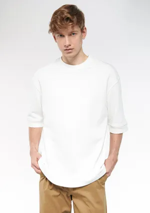 Crew Neck Off White, Ecru Basic T-Shirt
