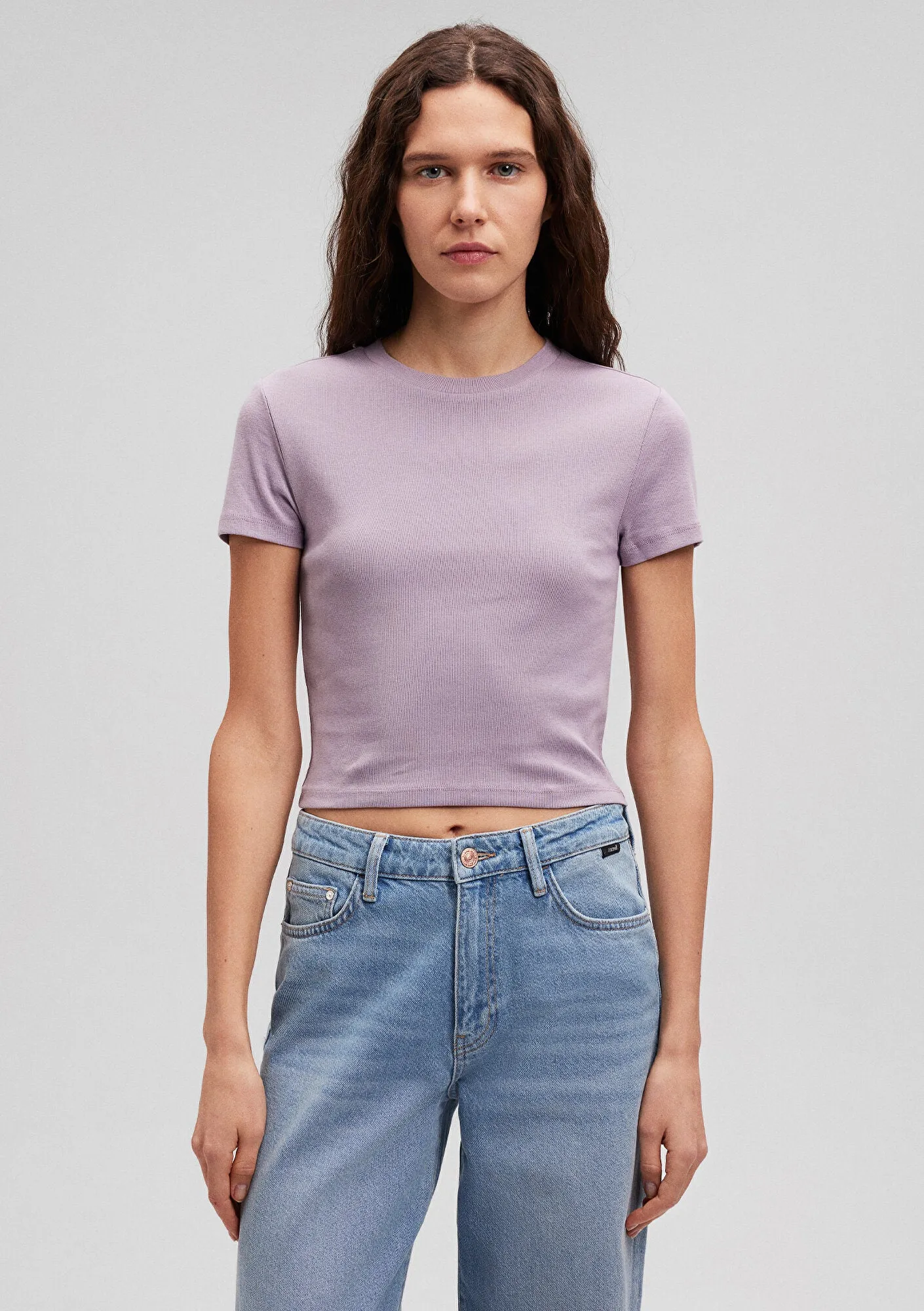 Crew Neck Purple Basic T-Shirt