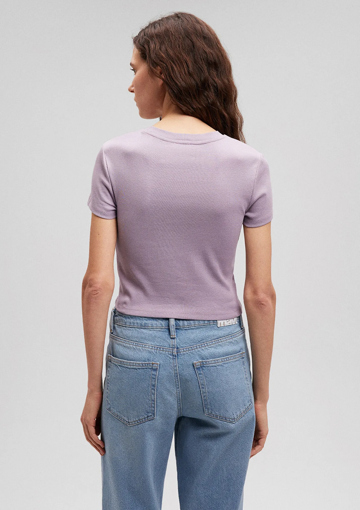 Crew Neck Purple Basic T-Shirt