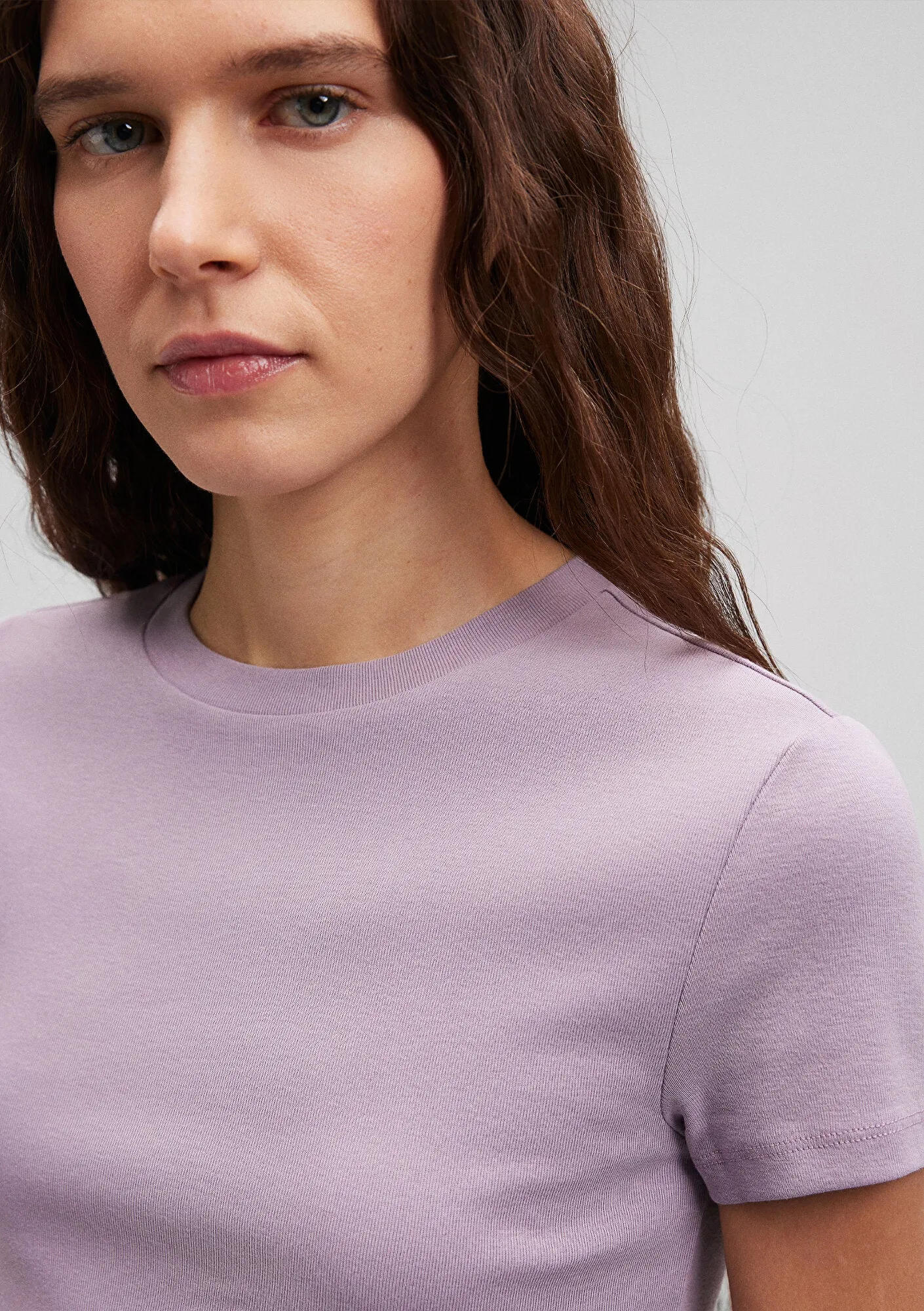 Crew Neck Purple Basic T-Shirt