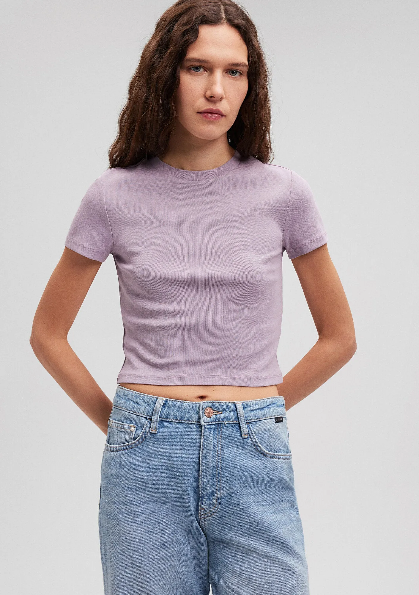 Crew Neck Purple Basic T-Shirt