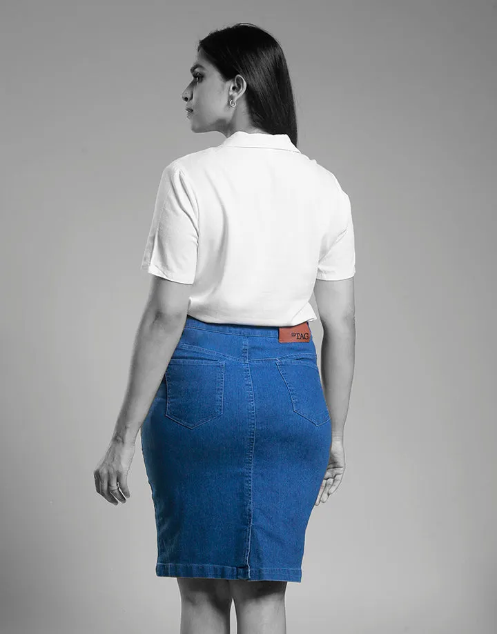 Denim Skirt with Pockets