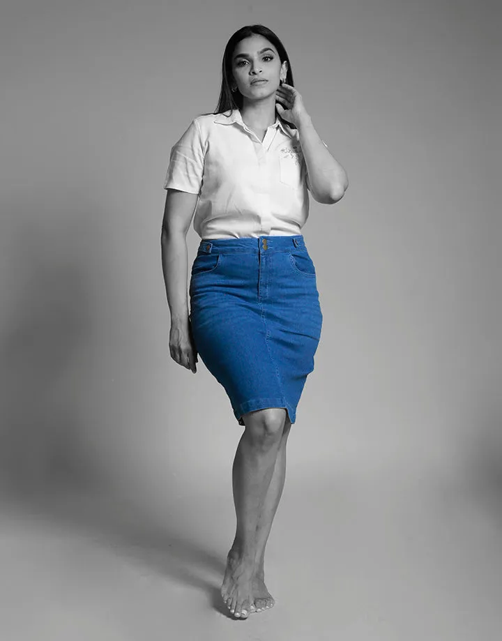 Denim Skirt with Pockets