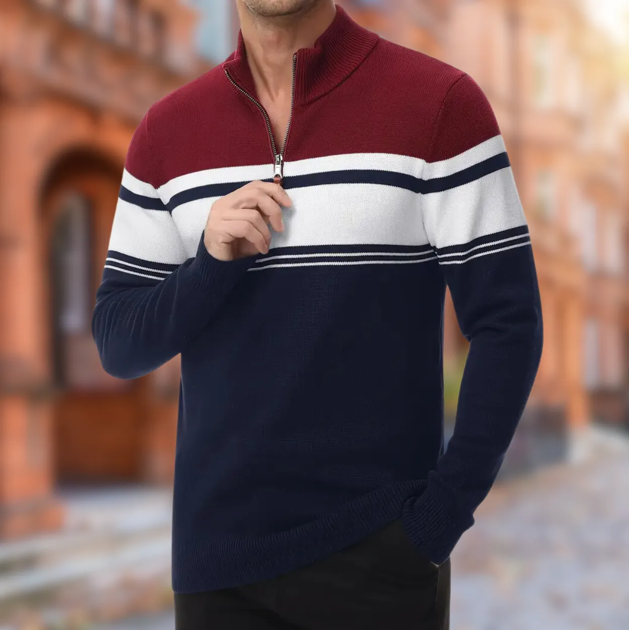 Eco-Friendly Men’s Quarter-Zip Sweater