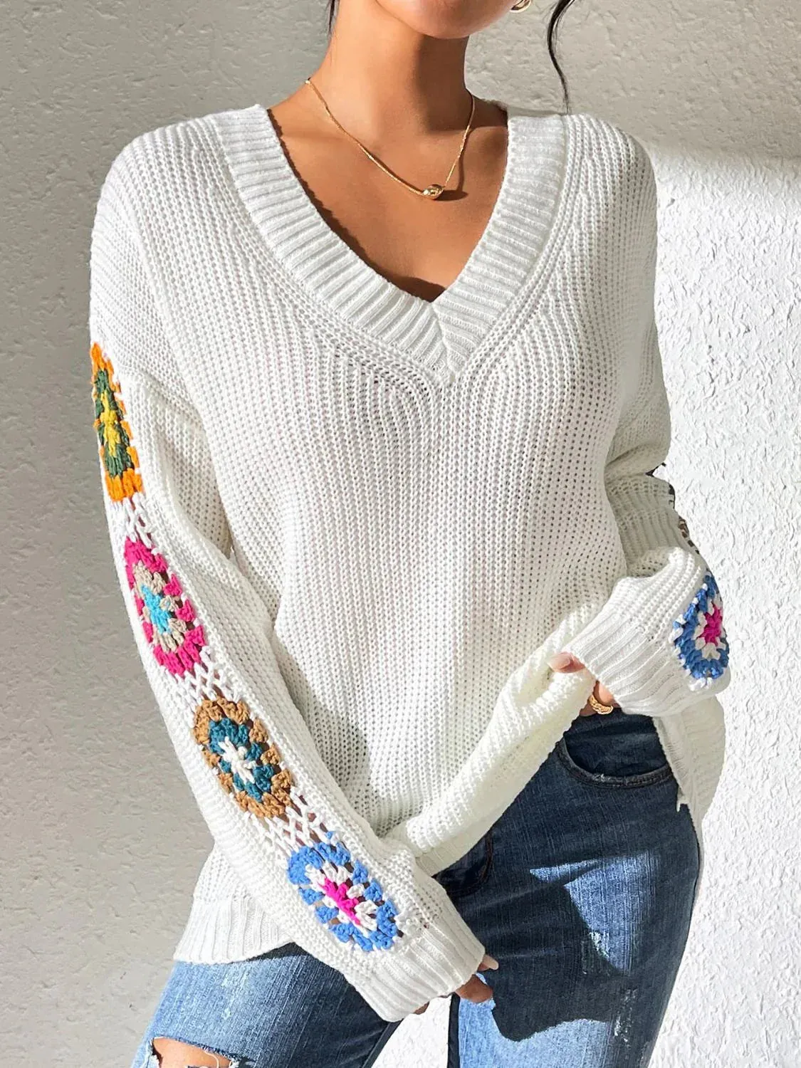 Elodie | Floral Women's V-neck Sweater