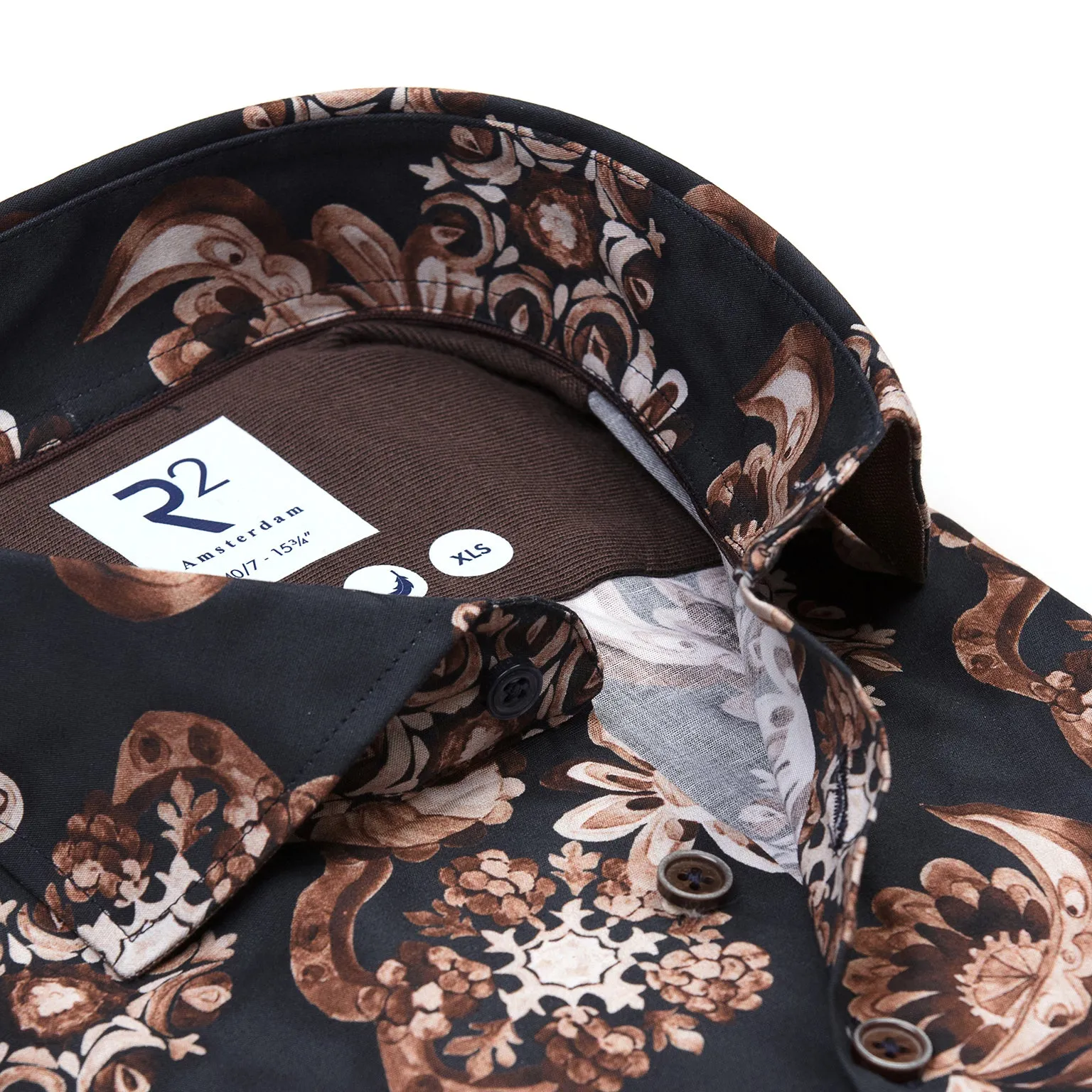 Extra long sleeves. Floral print stretch shirt