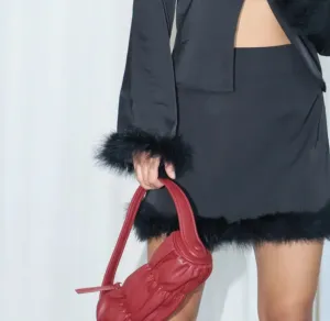 Feather Trim Mini Skirt