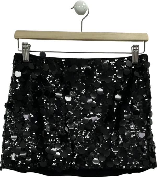 finesse Black Sequin Mini Skirt UK S