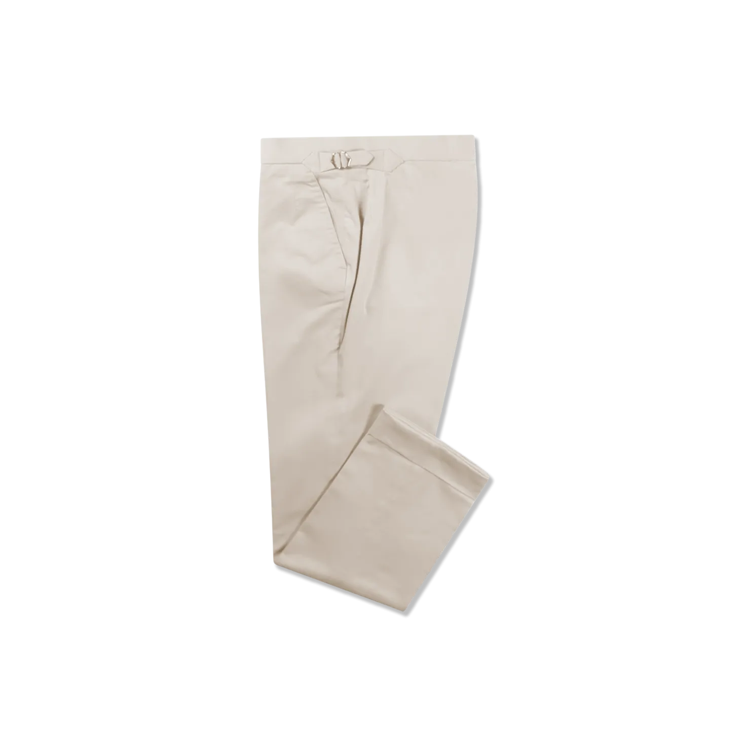 Flat Front Trouser in Stone Stretch Cotton