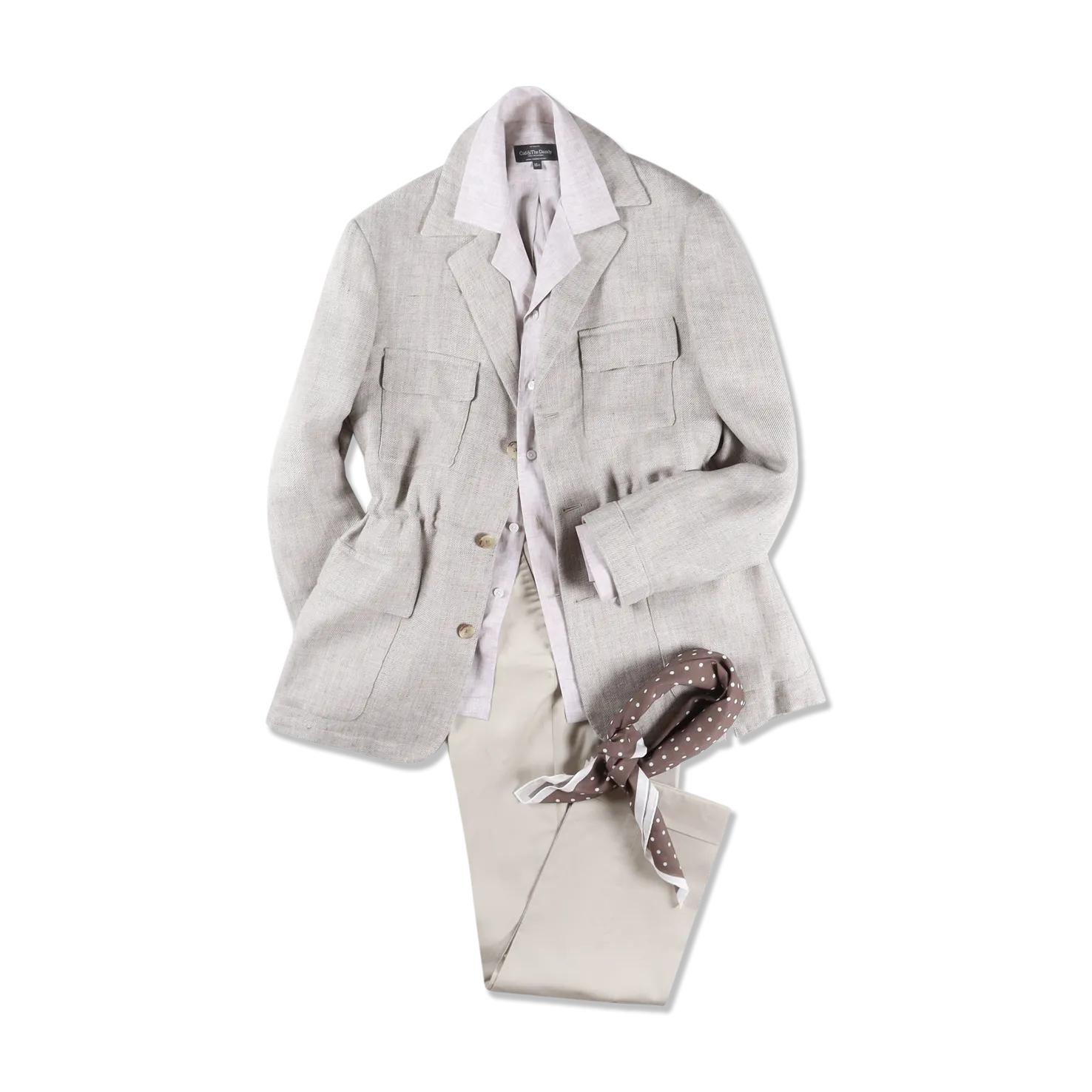 Flat Front Trouser in Stone Stretch Cotton