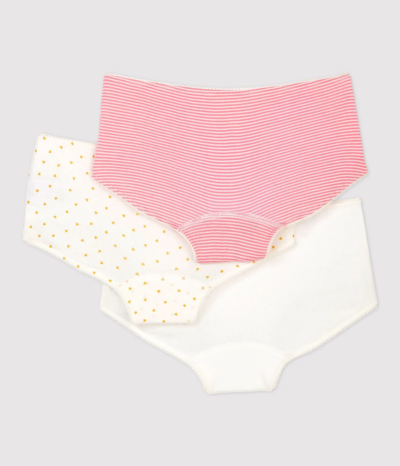 GIRLS' HEART PRINT COTTON HIPSTERS - 3-PACK