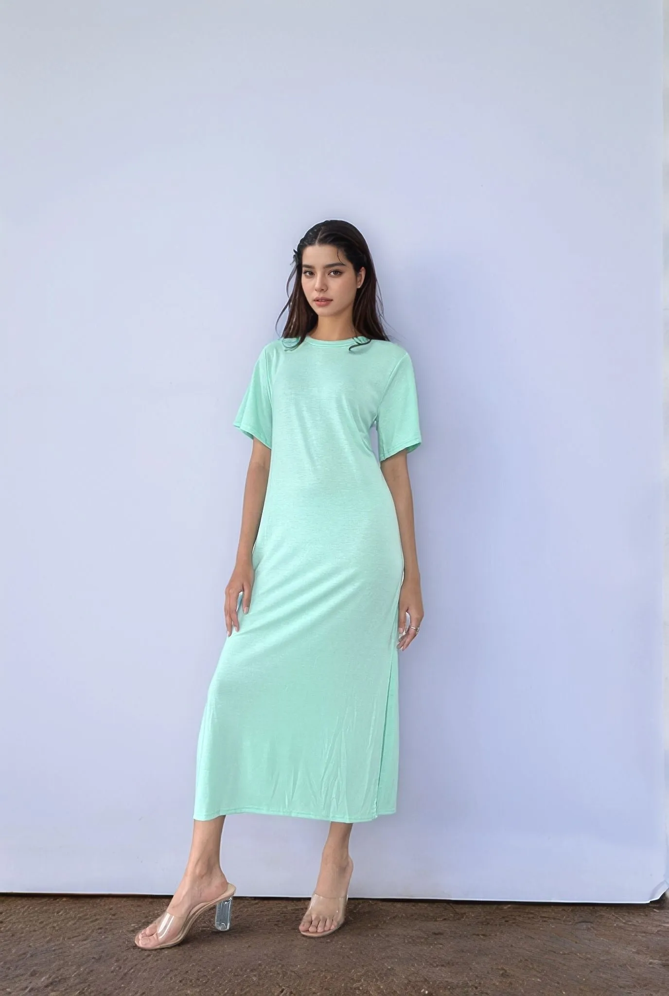 Green Short Sleeve Tee Dress