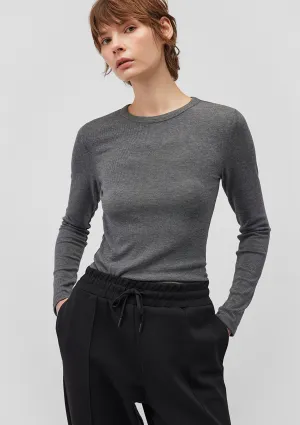 Grey Long Sleeve Basic T-Shirt