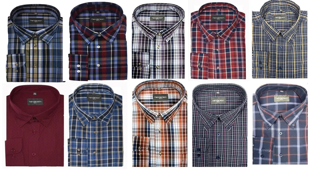 Henderson Men's Cotton Rich Long Sleeve Shirts Size 2XL - 5XL  Multiple Options