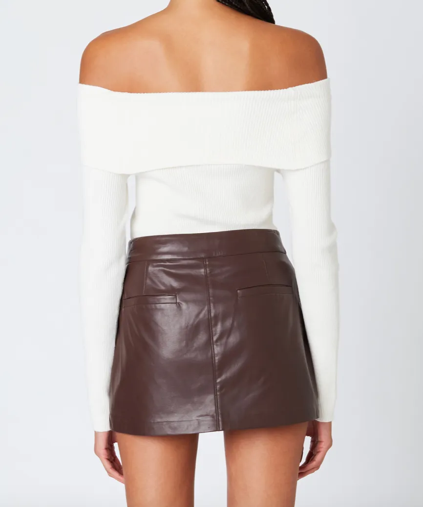 High Waisted Leather Mini Skort