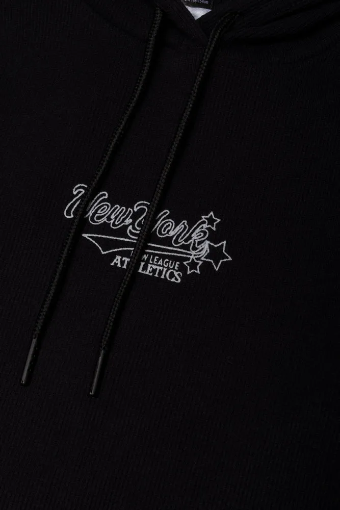 Hooded Rib Dress Black