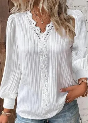 Iris Classy Lace V-neck Long Sleeve Blouse