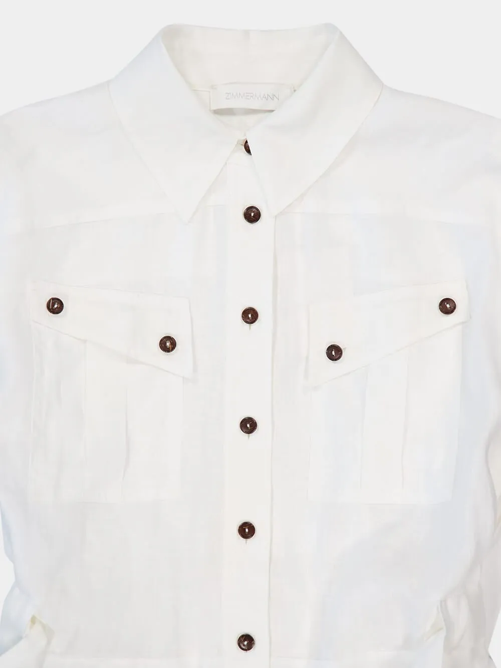 Ivory Rhiannon Cuffed Linen Playsuit