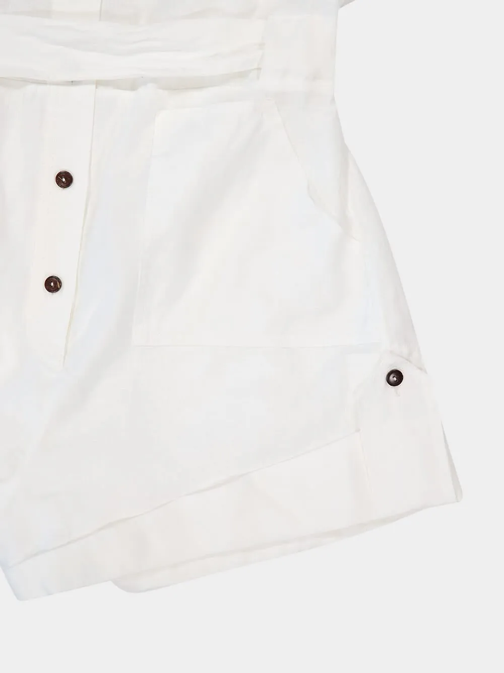 Ivory Rhiannon Cuffed Linen Playsuit