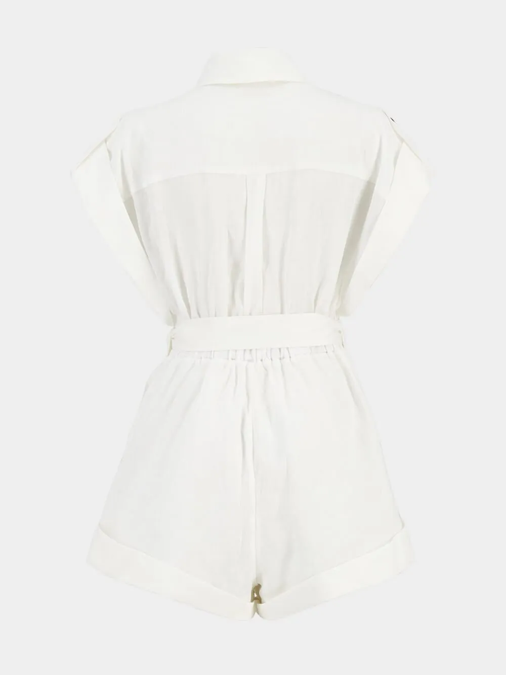 Ivory Rhiannon Cuffed Linen Playsuit