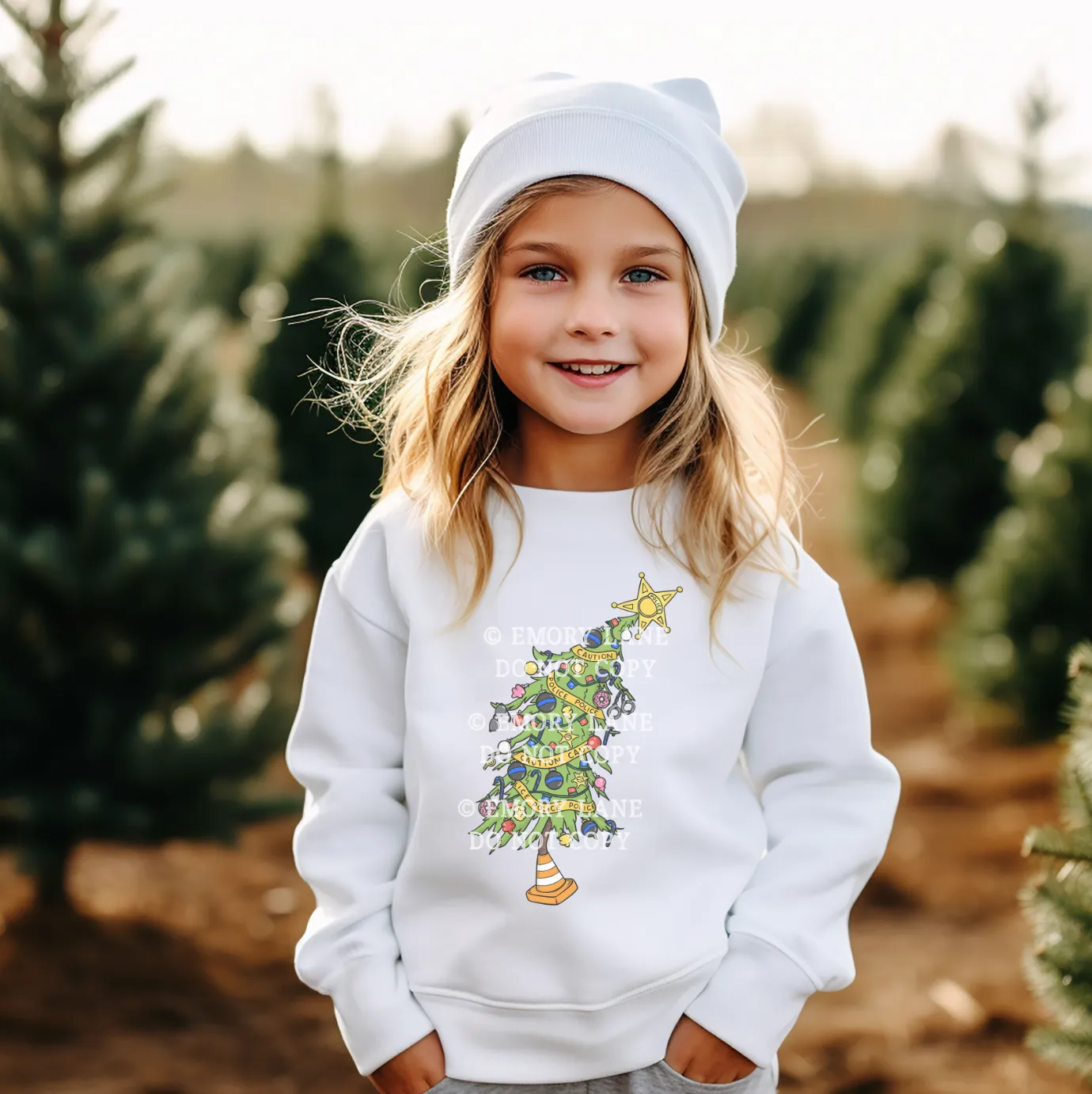 Law Enforcement Whimsy Christmas Tree © Youth Sweatshirt (LEO)