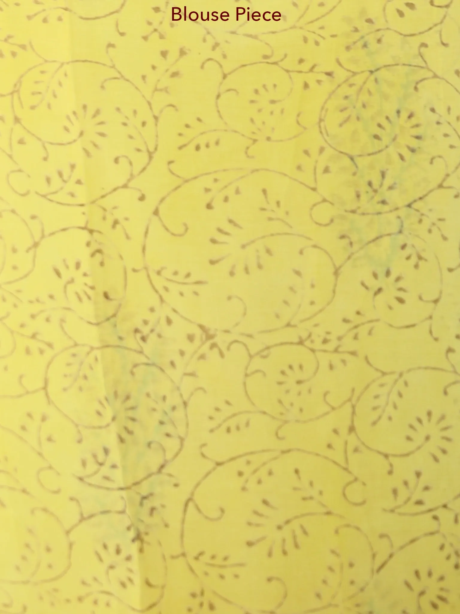 Lemon Yellow Green Hand Block Printed Chiffon Saree with Zari Border - S031703930