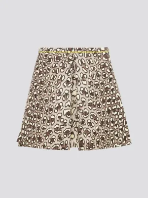 Leopard Print Box Pleat Mini Skirt