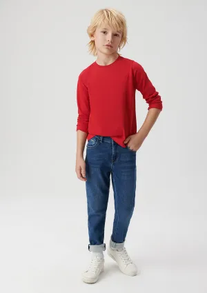Lond Sleeve Red Basic T-Shirt