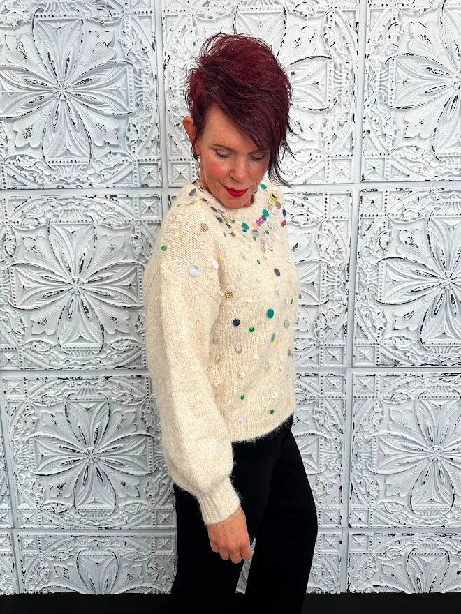 Long Sleeve Multi Sequined Sweater