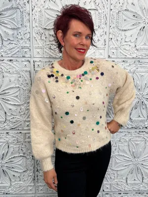 Long Sleeve Multi Sequined Sweater
