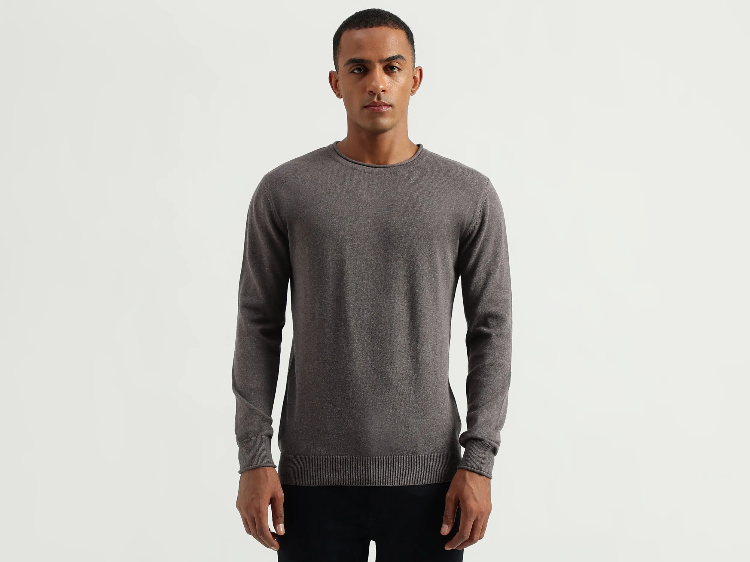 Men's Regular Fit Round Neck Solid Sweaters