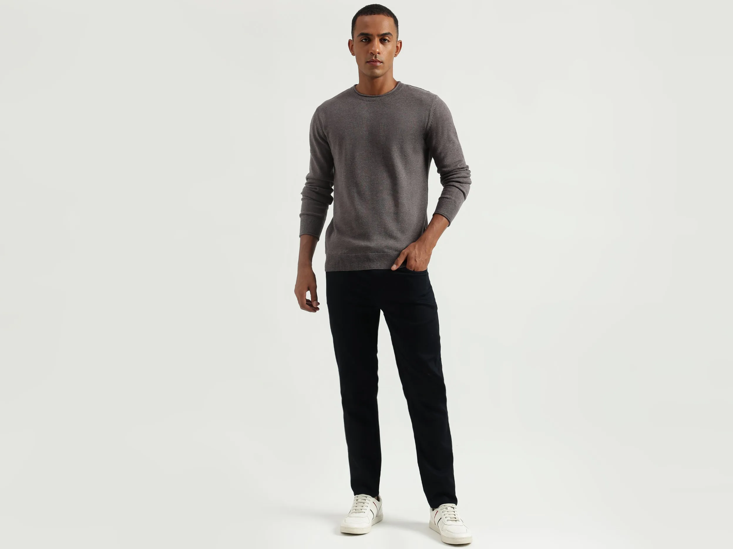 Men's Regular Fit Round Neck Solid Sweaters