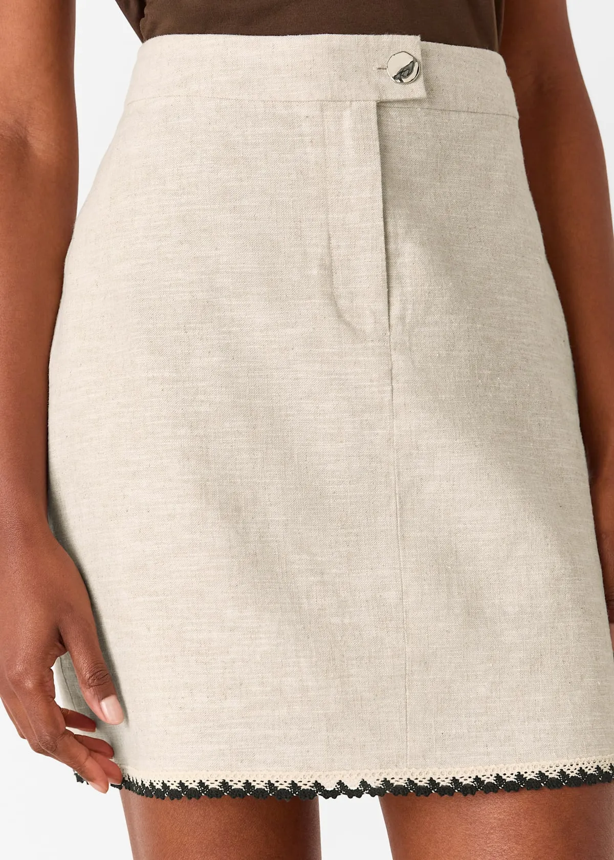 Oatmeal Linen Mix Mini Skirt