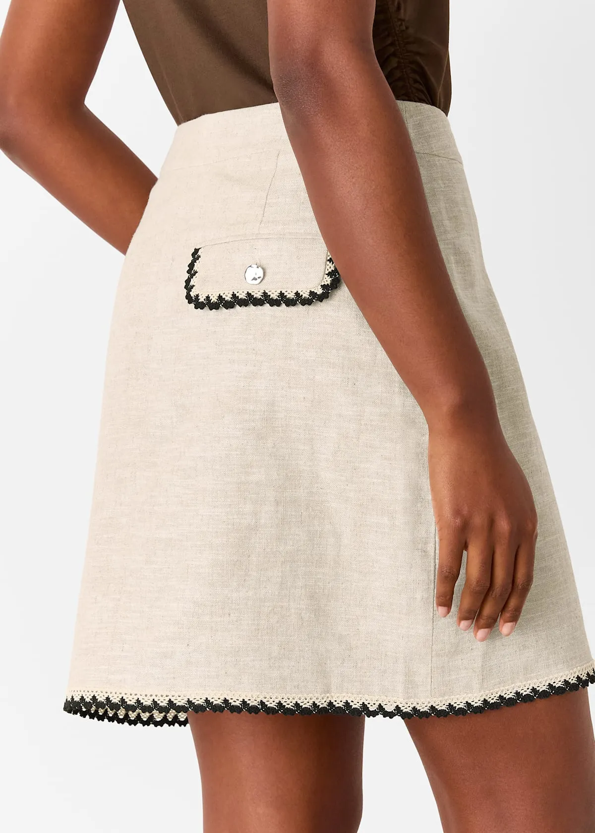 Oatmeal Linen Mix Mini Skirt