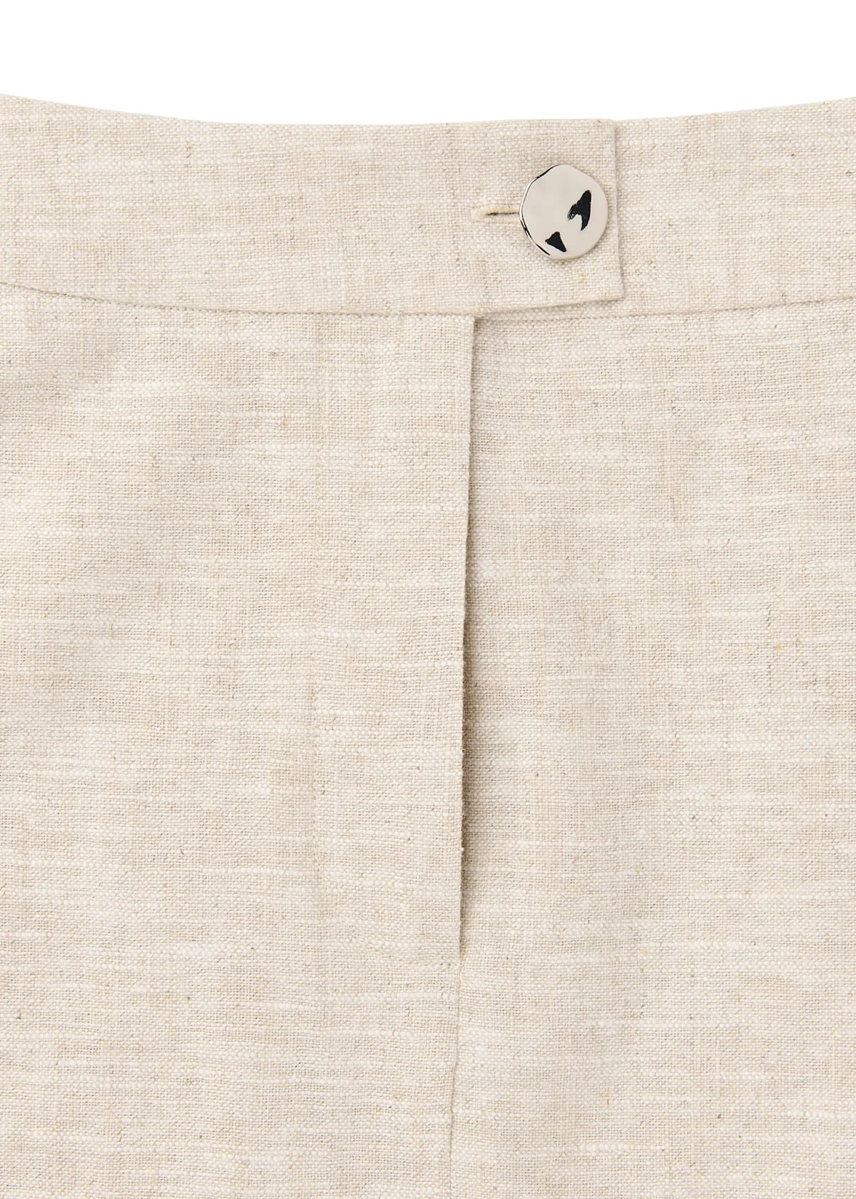 Oatmeal Linen Mix Mini Skirt