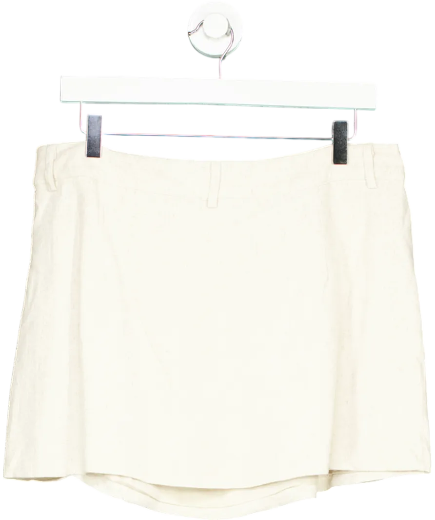 peppermayo Beige Peppermayo Exclusive - Marissa Linen Mini Skirt - Oatmeal UK 12